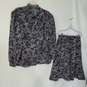 Vintage‎ Copy Cats Geometric Print Blouse and Skirt Set Size 16
